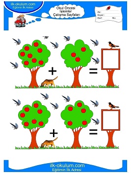 Çocuklar İçin toplam işlemi yaprak testleri 